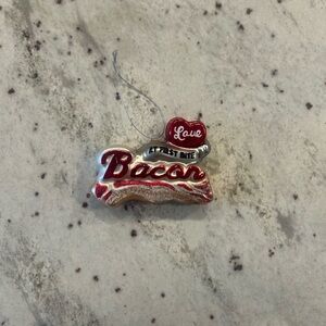 “Love at First Bite Bacon” ceramic holiday Ornament